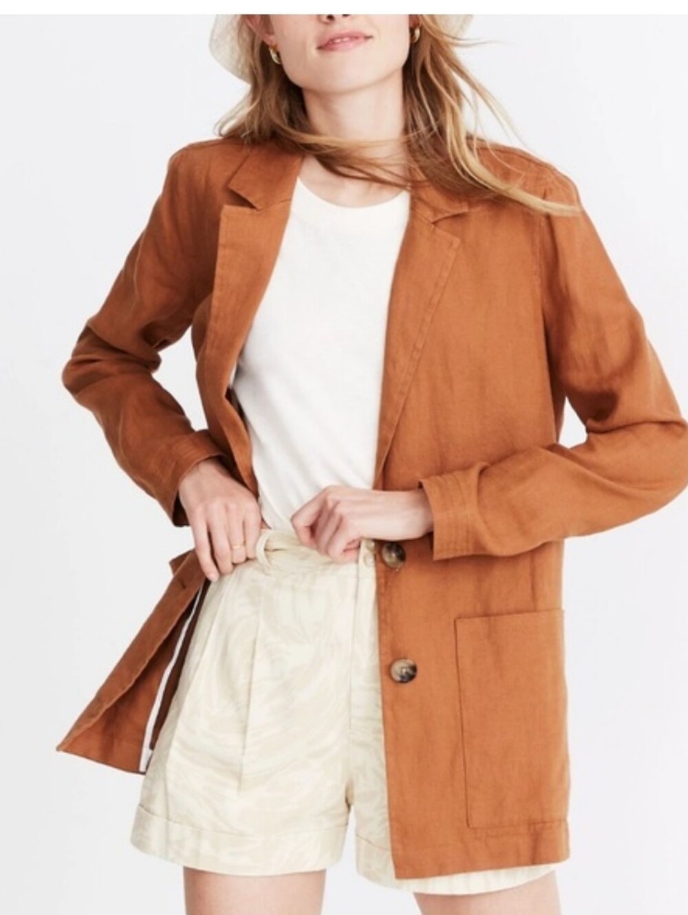 Madewell Linen Dorset Jacket XS, Color: Warm Hickory